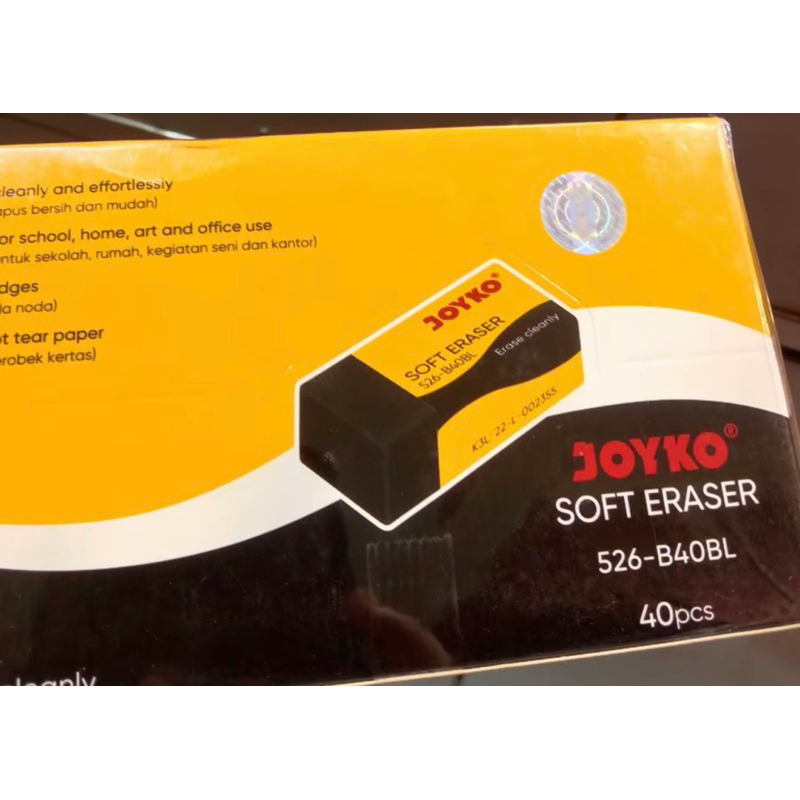

1 Pack isi 40 pcs Penghapus Kecil Hitam Joyko