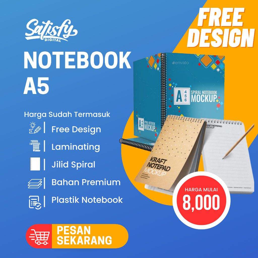 

Notebook/Notes Spiral Custom A5 Garis/Polos/Siluet
