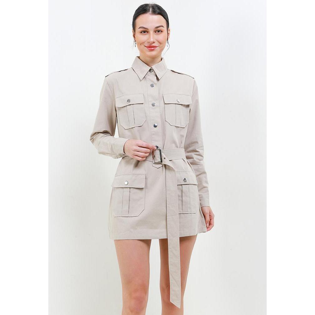 LLACES Clothing - Dress Wanita - Cargo Dress - Olive