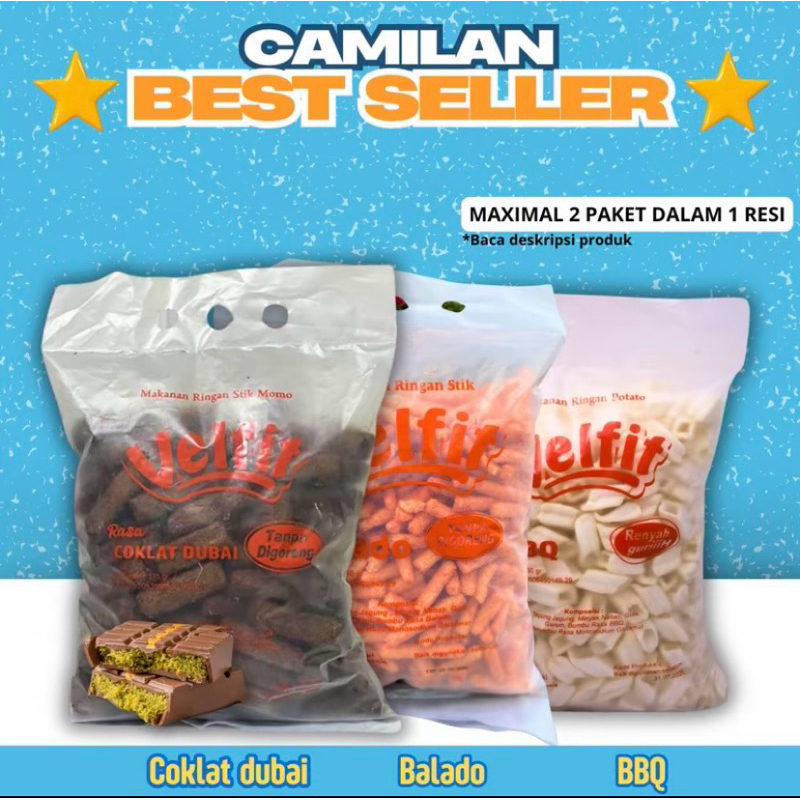 PAKET CAMILAN SNACK POTATO, SNACK STIK, SNACK MOMOGI VELFIT ISI 3