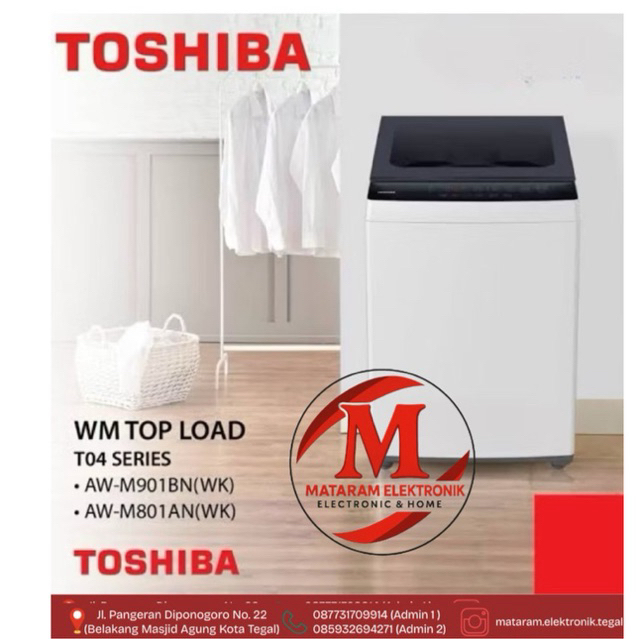 TOSHIBA AWM901BN MESIN CUCI 1 TABUNG 8 KG