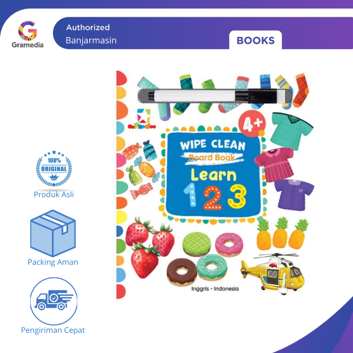 Gramedia Banjarmasin - Opredo Wipe Clean Board Book: Learn 123