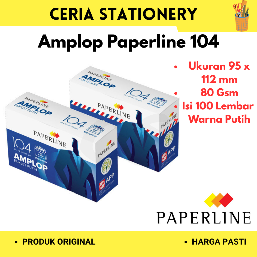 

Amplop Paperline 104 1 Pak 100 Lembar / Amplop Putih Kecil