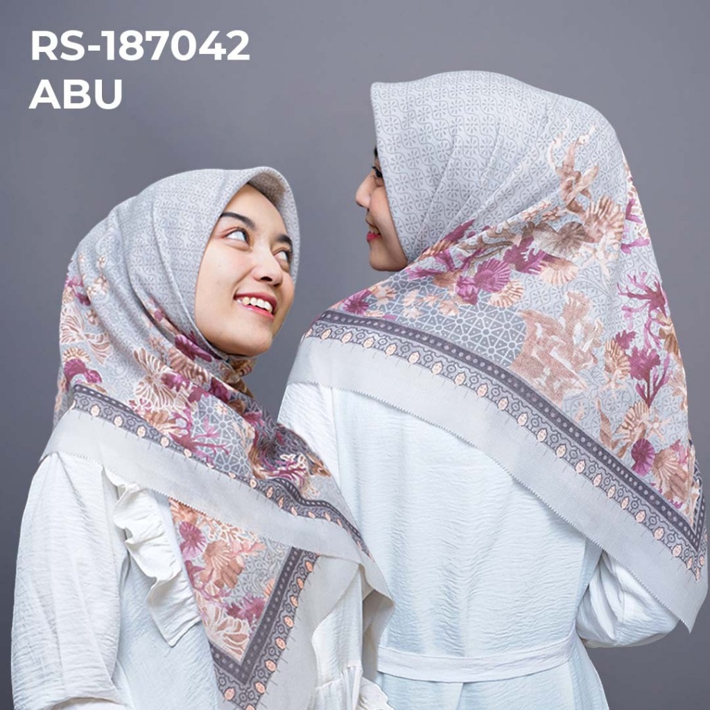 Hijab Segi Empat Motif Warna Abu Abu