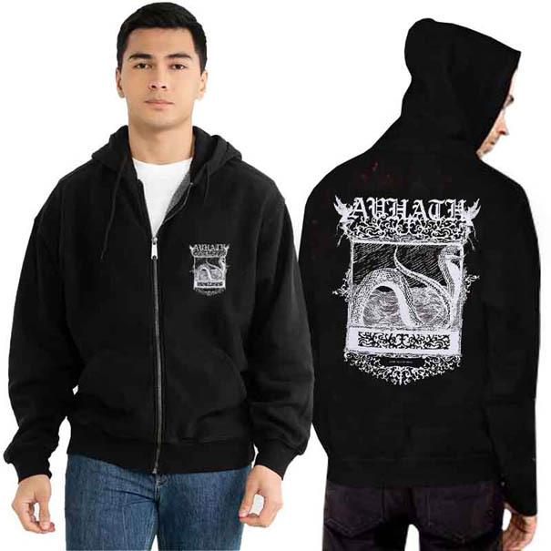 Zipper Hoodie Avhath Envenomed Hoodie Ritsleting Unisex Bahan Black Cotton Fleece | Size M L XL XXL 
