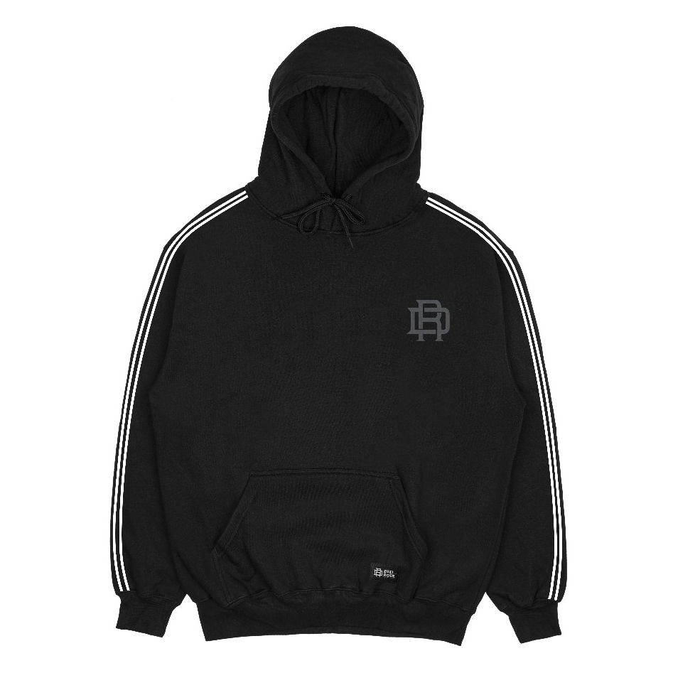 Dezirose Sweater Hoodie Linea Two Strip Logo Pria Wanita Distro Fleece Tebal Premium - Black