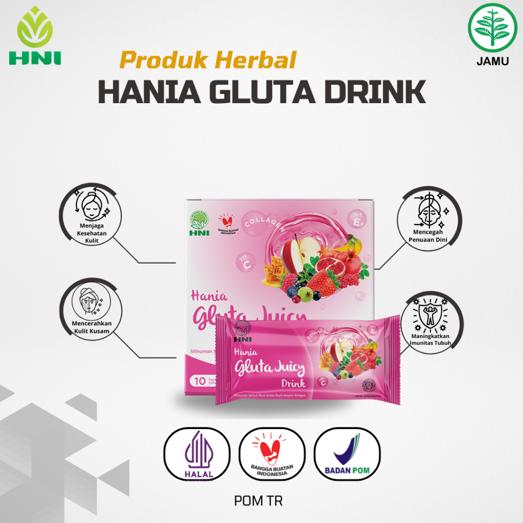 

HANIA GLUTA JUICY Minuman Buah Plus Kolagen Membantu Memperbaiki Kulit Yang Kusam Menjadi LebihCerah