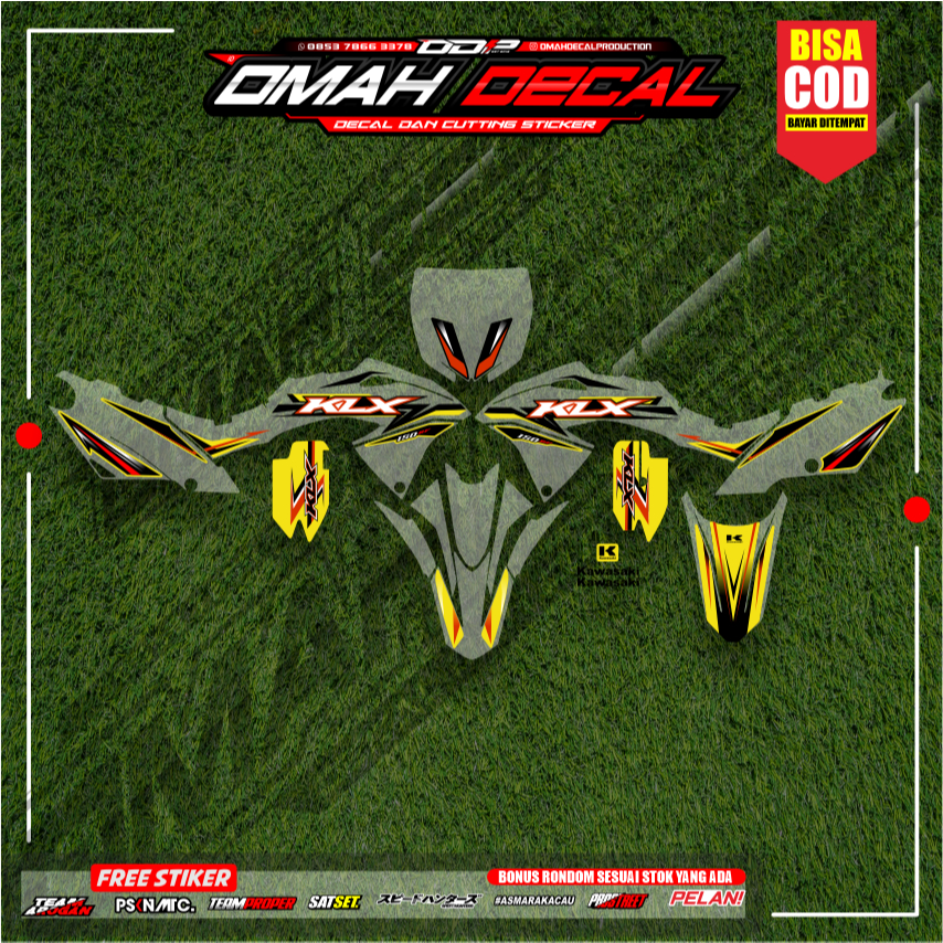 striping lis klx bf extrime 2016 hijau original stripping klx bf g vinil transprant max decal
