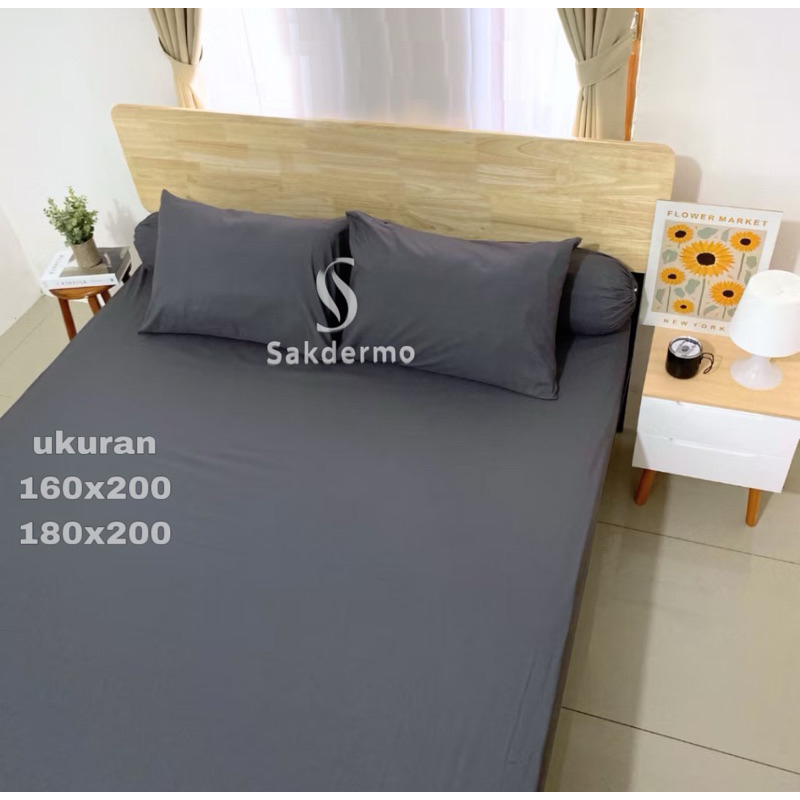 sprei set polos 160x200 180x200 / sprei hotel / sprei polos / sprei halus / sprei polos hitam