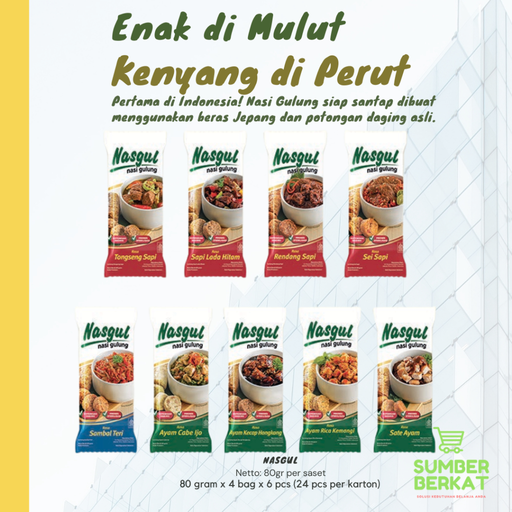 

MANITA NASGUL NASI GULUNG SIAP SANTAP sudah BPOM DAN HALAL NETT.80g