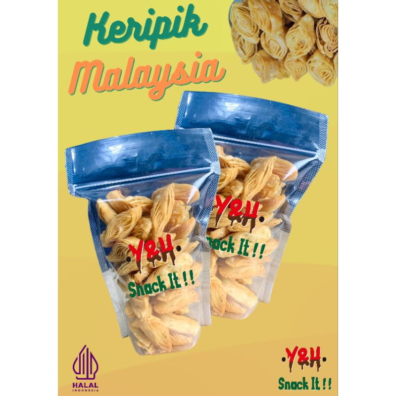 

100gram KERIPIK MALAYSIA GURIH KERIPIK PANGSIT GULUNG CEMILAN Y&H SNACK IT BASRENG USUS CRISPY