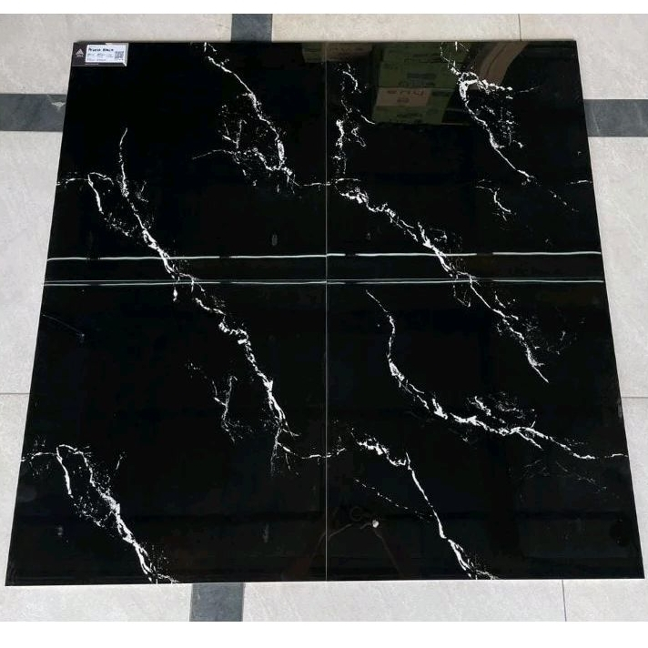 Granit Arna Arcelio Black 60x60 motif marmer black glossy / kilat