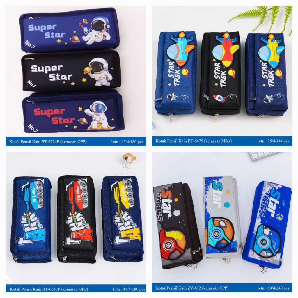 

Tempat Kotak Pensil Kain Tebal Bahan Premium Jumbo Motif Astronot Galaxy Planet Tank Military 6724 6475 612 6657