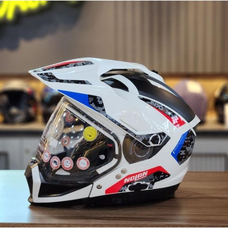 NOLAN N70 2X Torpedo N Com 045 Metal White SNI Helm Modular