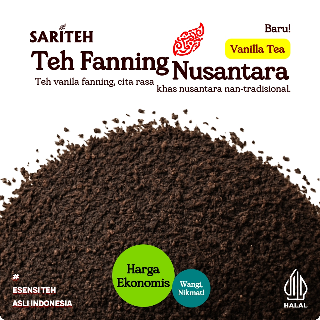 

Teh Fanning Nusantara Vanilla, dari Sariteh Indonesia - Teh Bubuk Seduhan Merah Aroma Vanilla - 1 kg