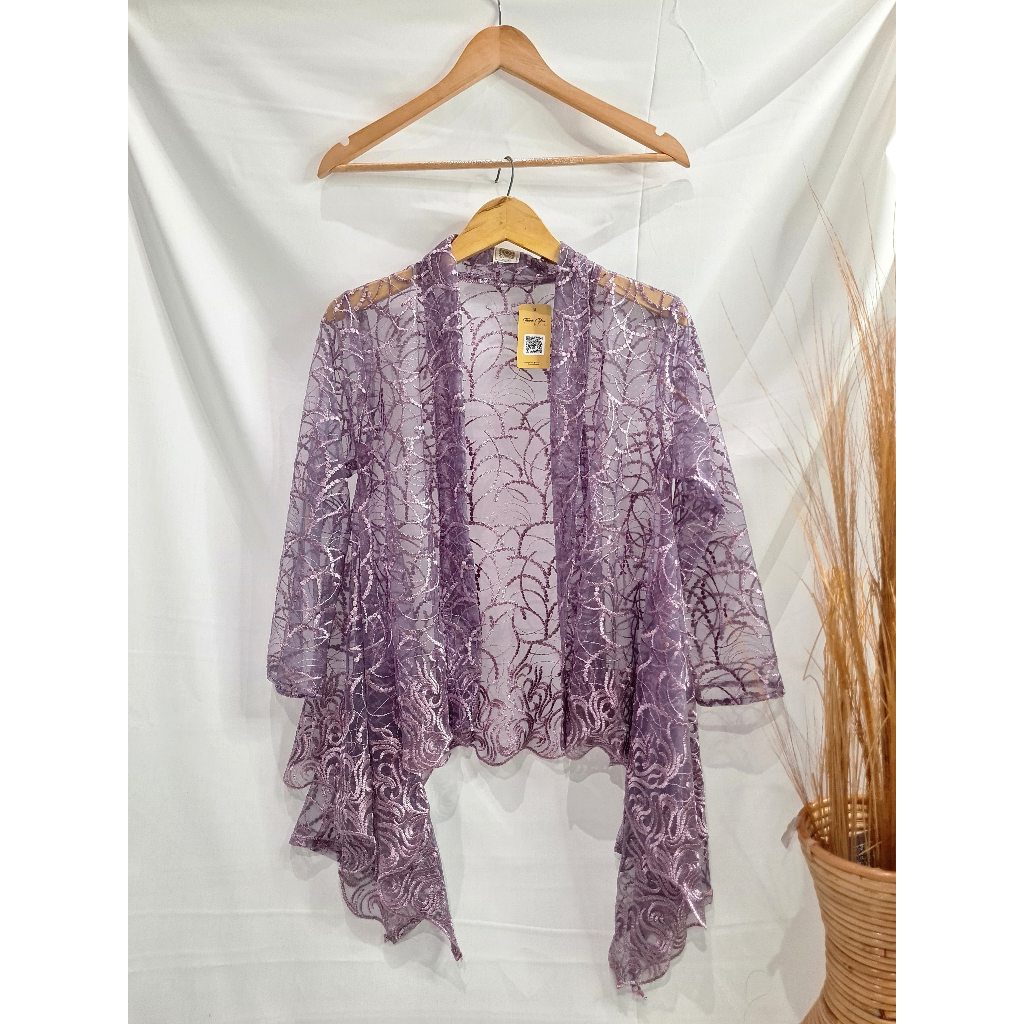 outer brukat cardigan tile malebu lengan panjang