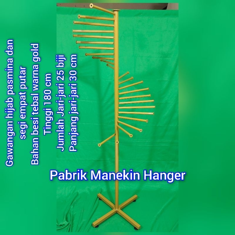 Gantungan Kerudung hijab jilbab besi Gold putar premium Besi Tebal / gawang kerudung putar besi teba