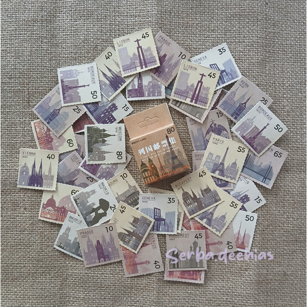 

4 PCS Stiker Motif Negara / Country Stamp Dekorasi Jurnal / Diary