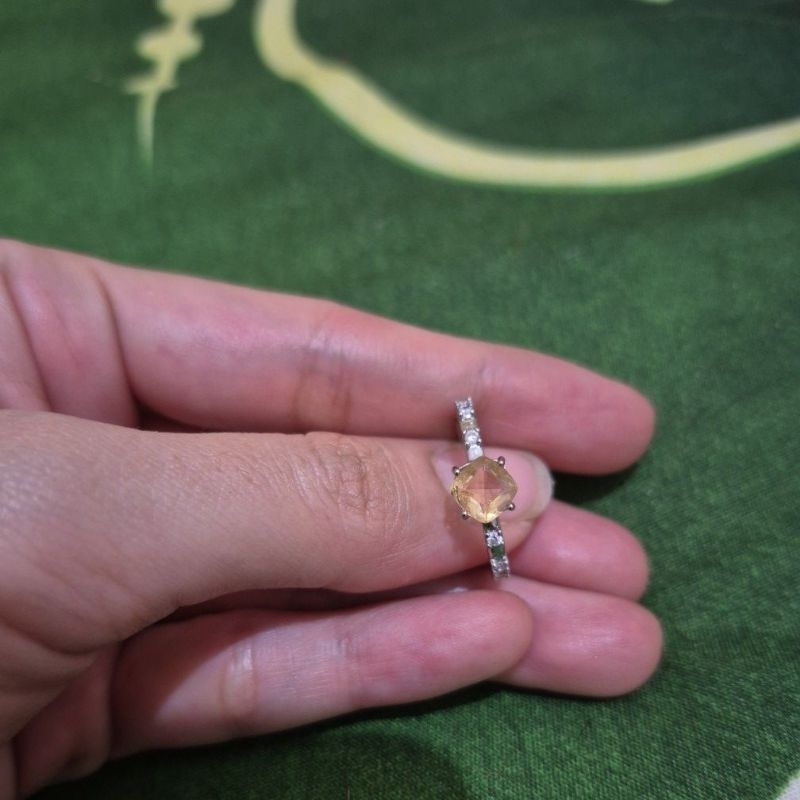 Cincin Citrine Crystal quards aksesoris wanita cincin batu alami Citrine