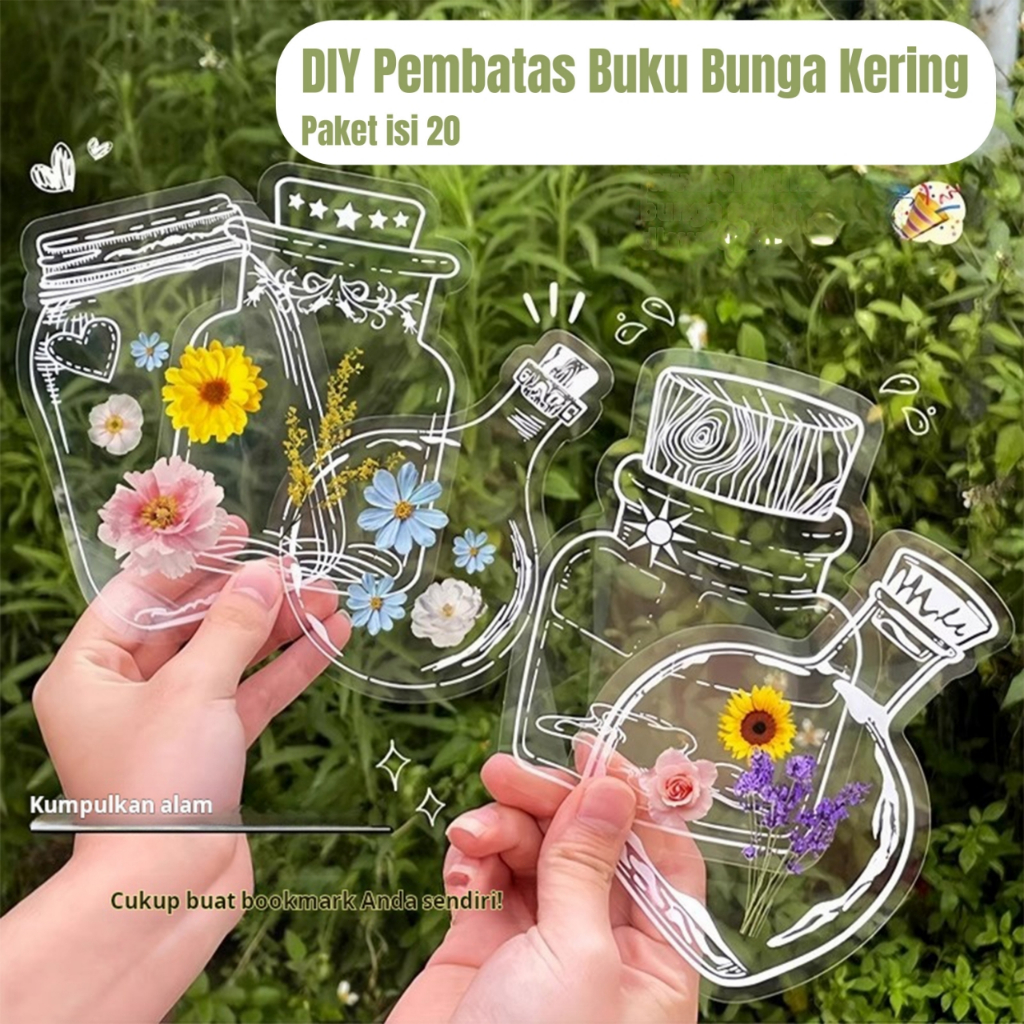 

Penanda buku timbul bunga kering buatan tangan DIY bahan paket spesimen tanaman bunga asli lem tetes veneer mawar daun maple bunga