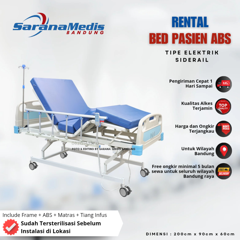 DISEWAKAN BED PASIEN ELEKTRIK SIDERAIL - RENTAL BED PASIEN ELEKTRIK - SEWA BED PASIEN ELEKTRIK 3 CRA