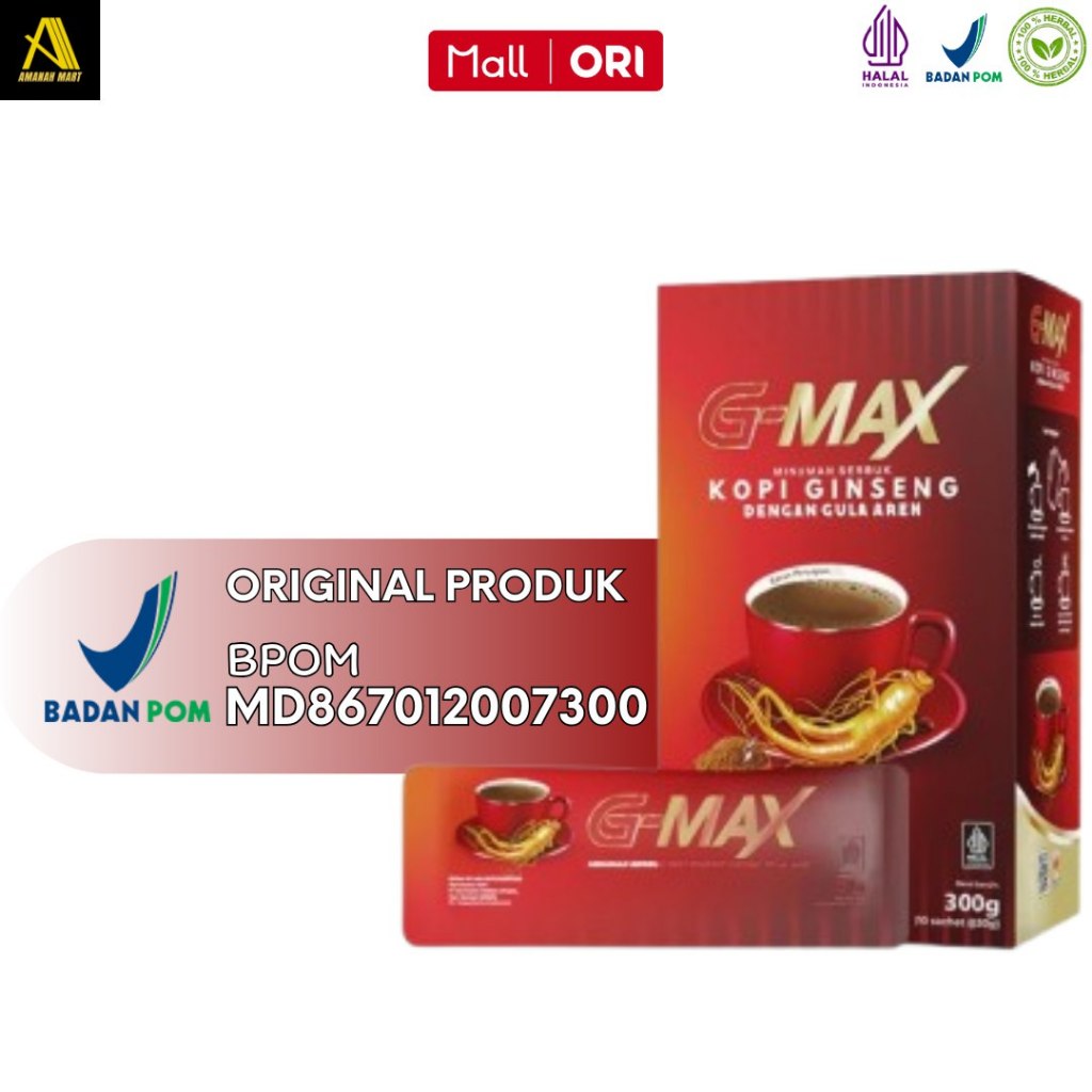 

KOPI G-MAX ORIGINAL BPOM 1 BOX ISI 10 SACHET HALAL & AMAN