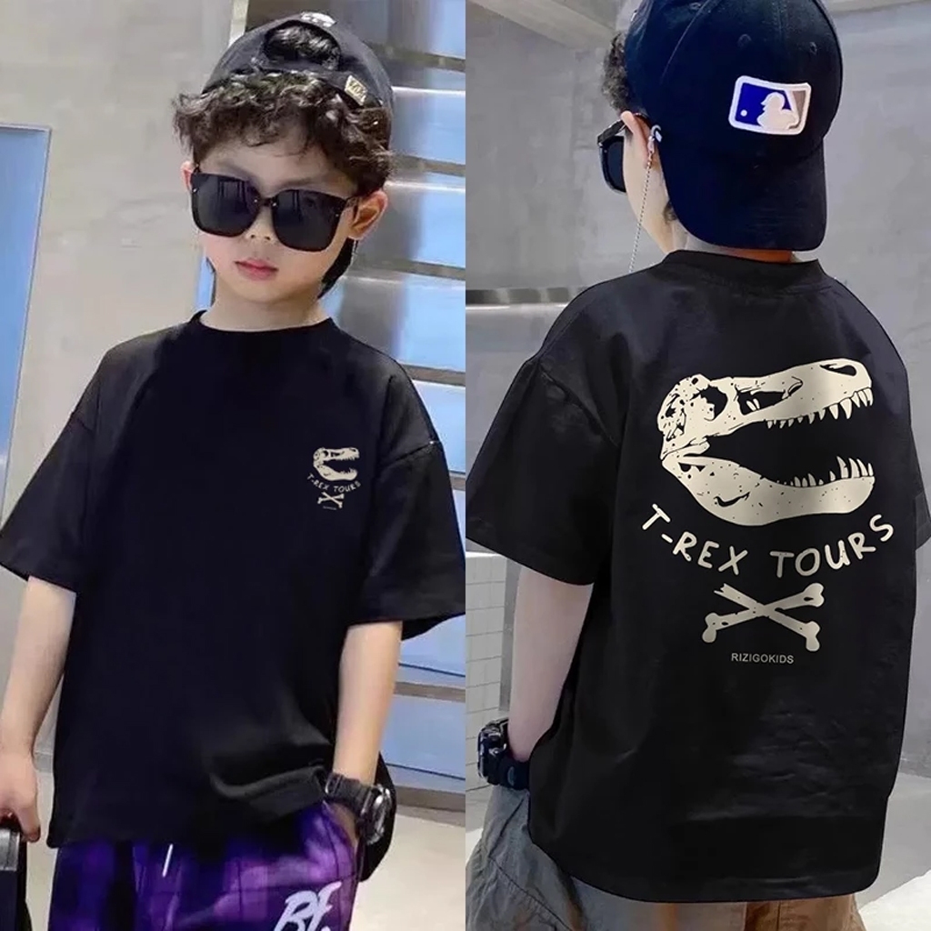 kaos distro t-rex tours Pakaian anak laki-laki/pakaian perempuan/kemeja anak premium 2-6 tahun/6-12t