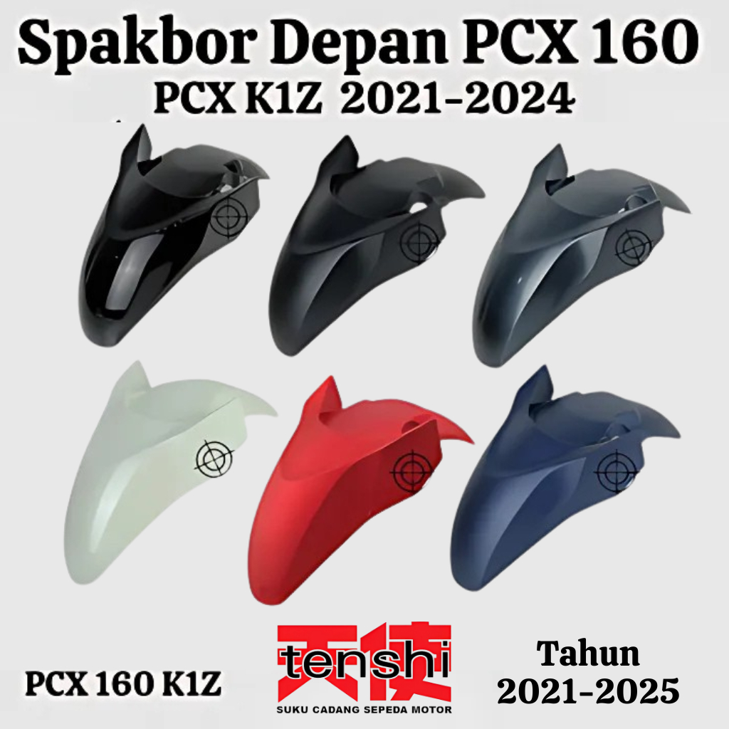 Spakbor depan Front fender PCX 160 New K1Z Hitam Putih Merah doff Hitam doff 2020 Sampai 2023