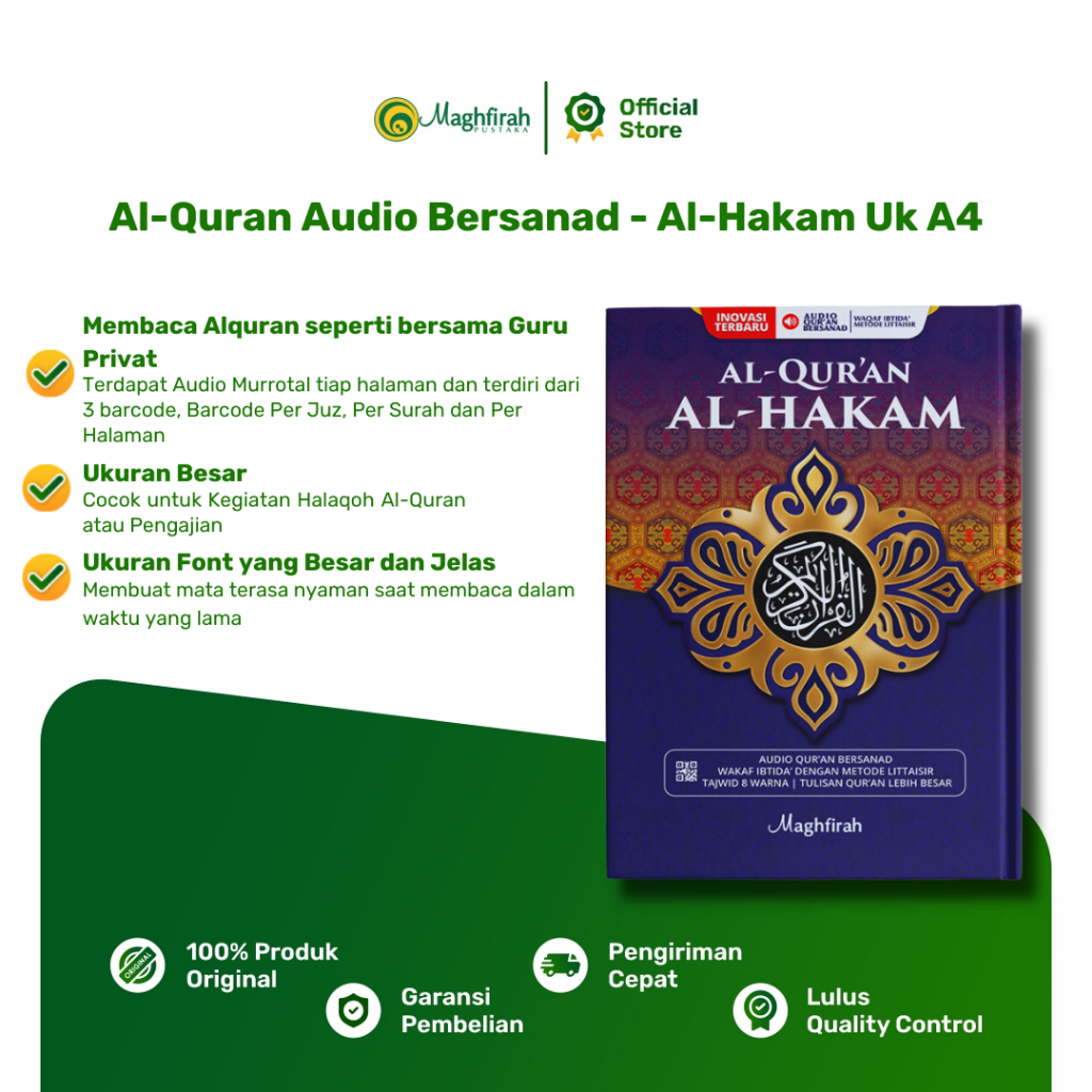 AlQuran Hakam A4 Tanpa Terjemahan Custom Nama Jumbo QR Code Hafalan Waqaf Ibtida Maghfirah Pustaka