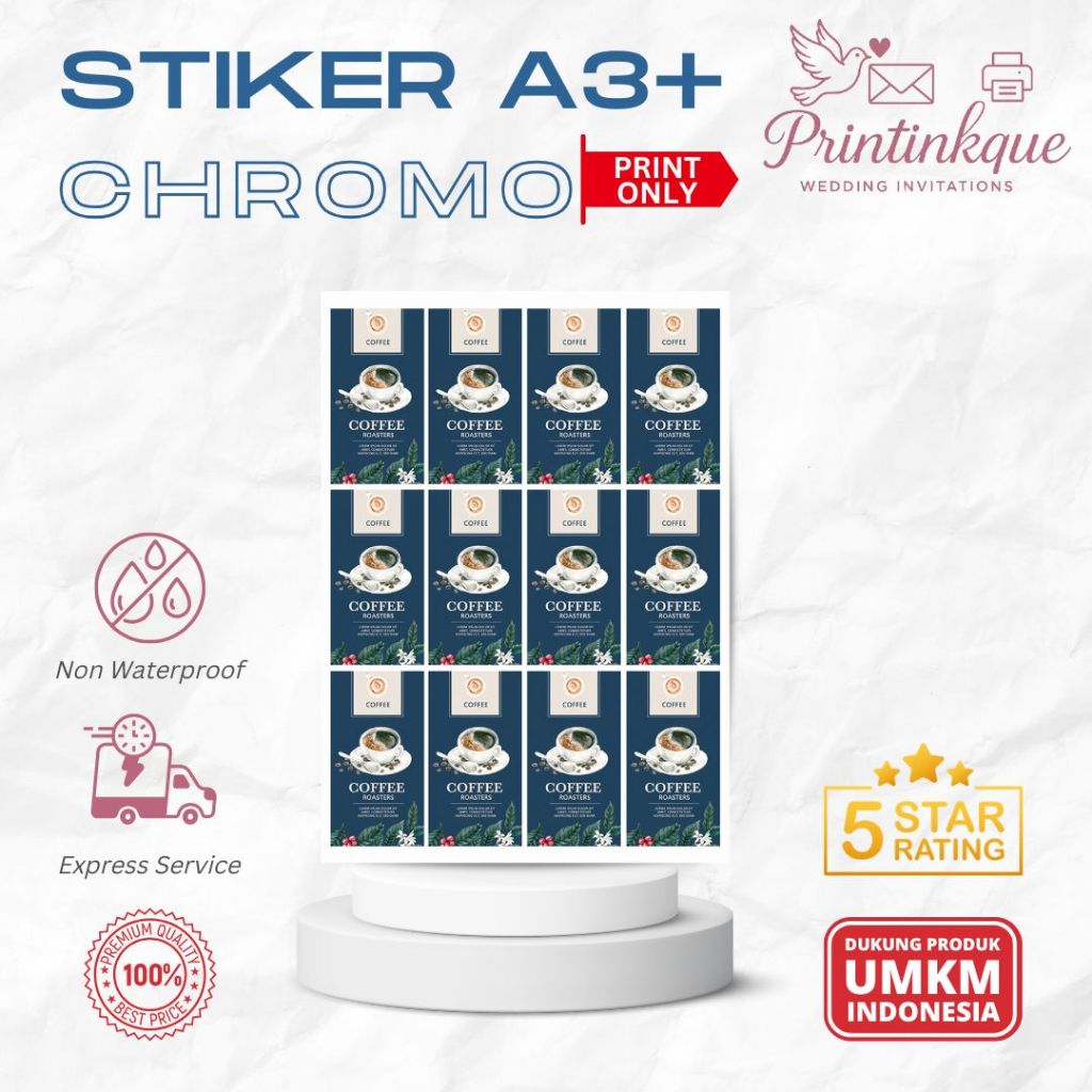 

Cetak Stiker Chromo Ukuran A3+ | Label Kemasan Makanan | Custom Desain | Tahan Air | Untuk UMKM / Kue / Minuman