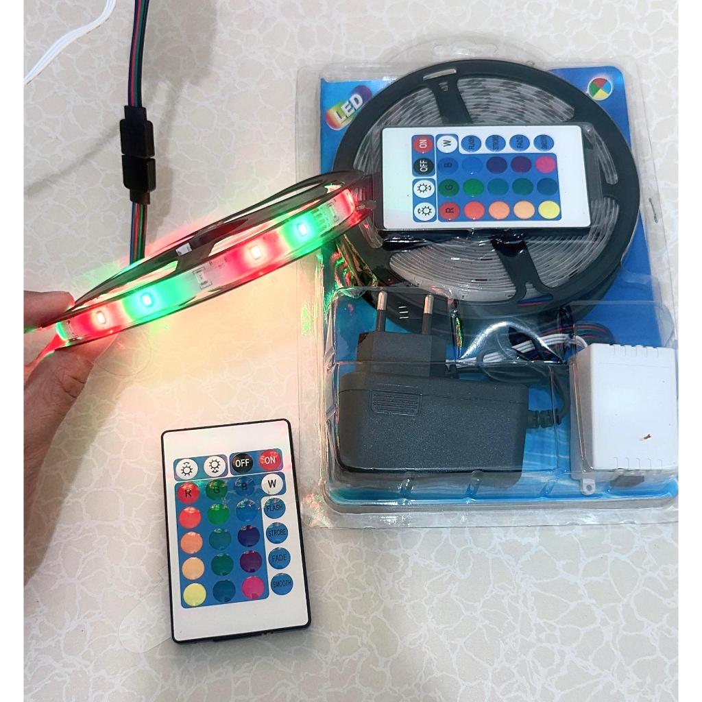 * MKA * LAMPU LED STRIP RGB WATERPROOF WARNA WARNI + ADAPTOR + REMOTE / Lampu HIAS LED Strip RGB Str
