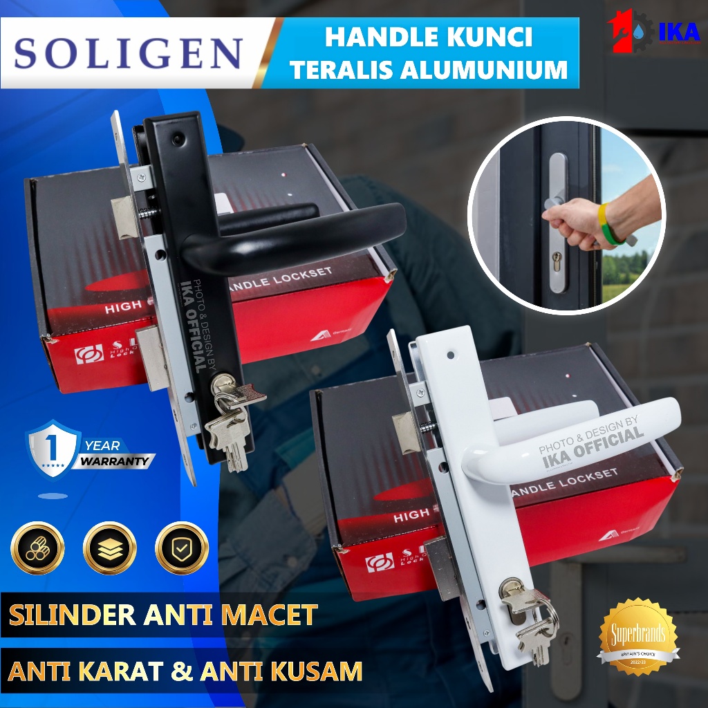 Handle Kunci Gagang Pintu Swing Aluminium Set - Soligen / KUNCI Aluminium Soligen + Body / Kunci Pin