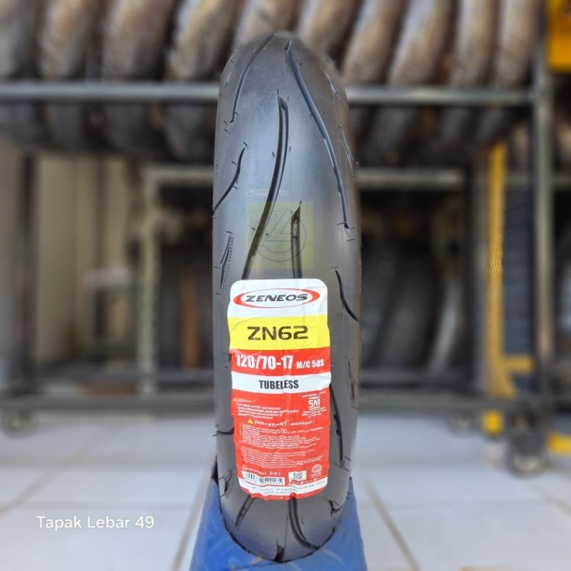 Ban ZENEOS ZN62 120.70.17 Ring 17 Tubeless 58S Ban Harian Supermoto dan Touring Untuk Motor Honda Ve