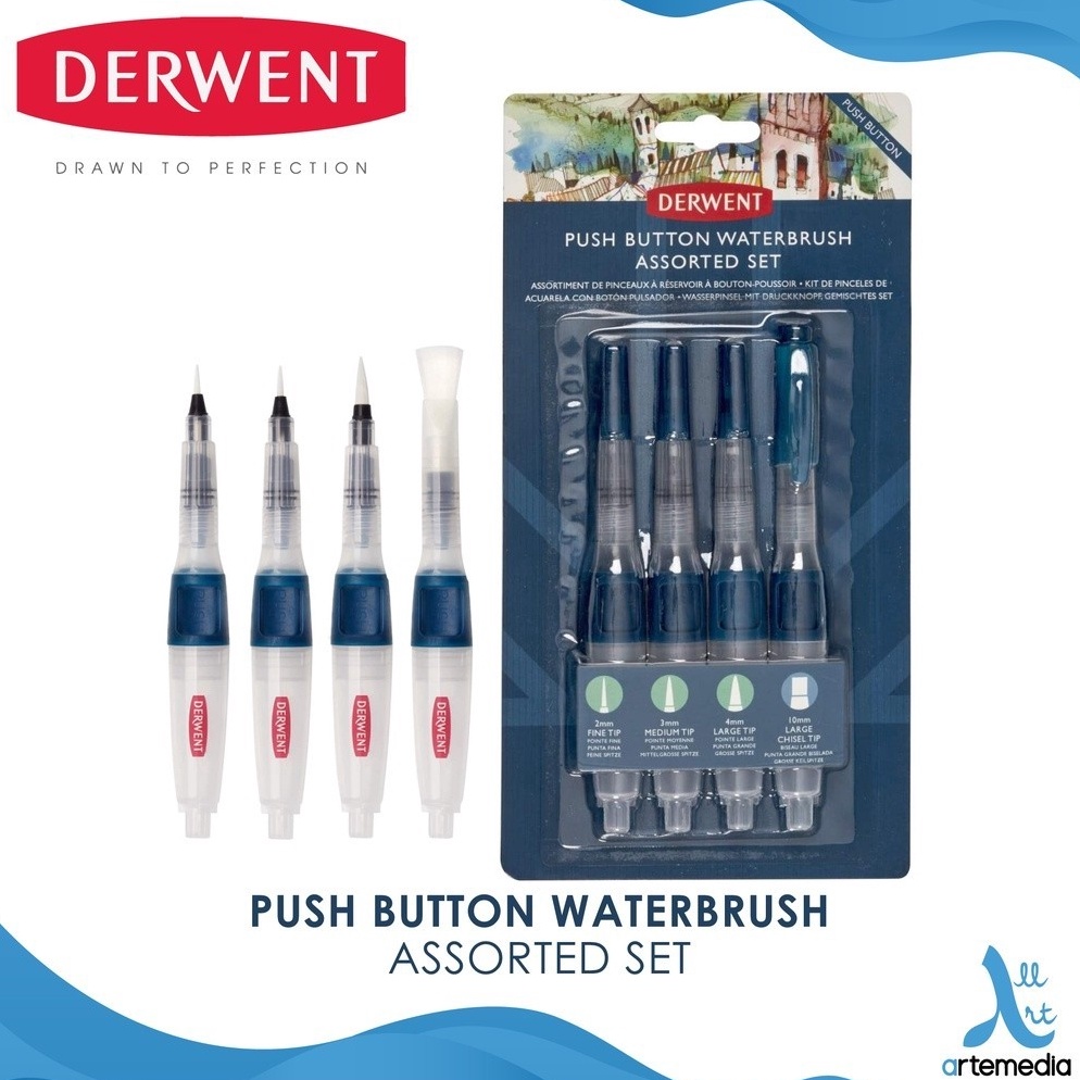 

KODE I2Q Derwent Push Button Water Brush Assorted Set Kuas Lukis
