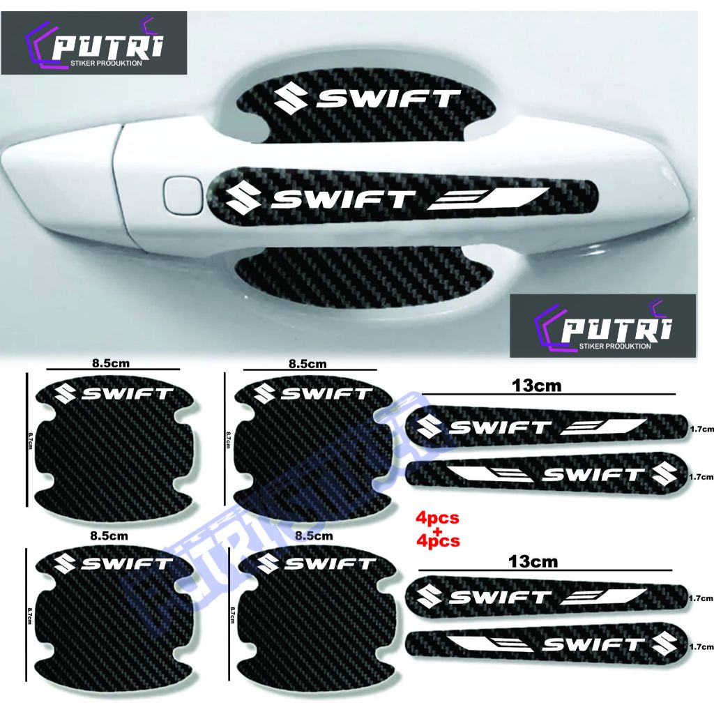 [TERLARIS] Sticker stiker pelindung handle pintu mobil suzuki swift Sticker karbon 3d pelindung gaga