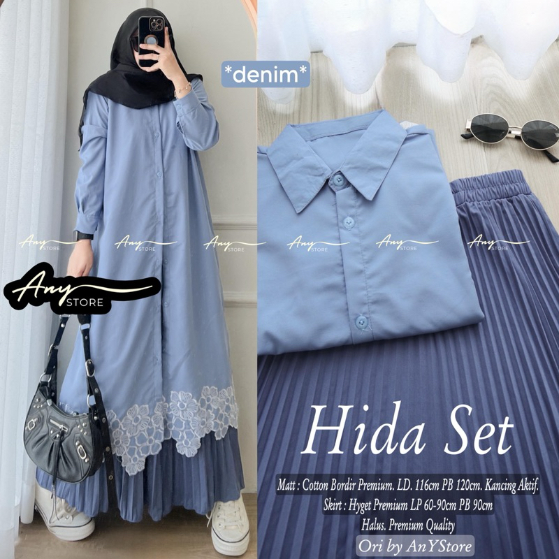 hida rieca one set wanita kekinian by A.N.Y midi dress susun midi dress katun jepang premium rok pan