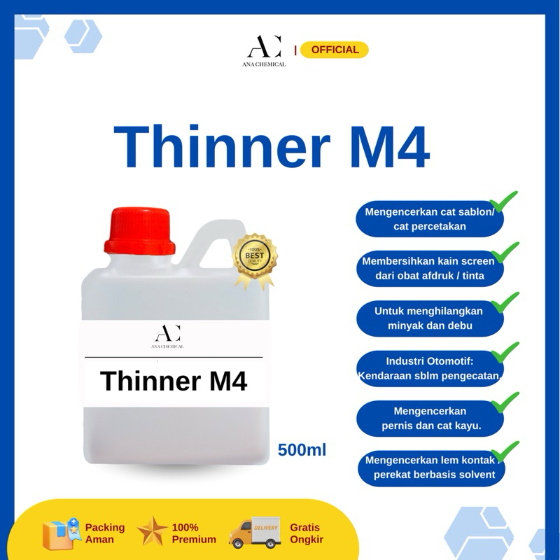 

Thinner M4 500ml | Thinner Sablon Laquer | Thinner Reducer Sablon Print by Ana Chemical