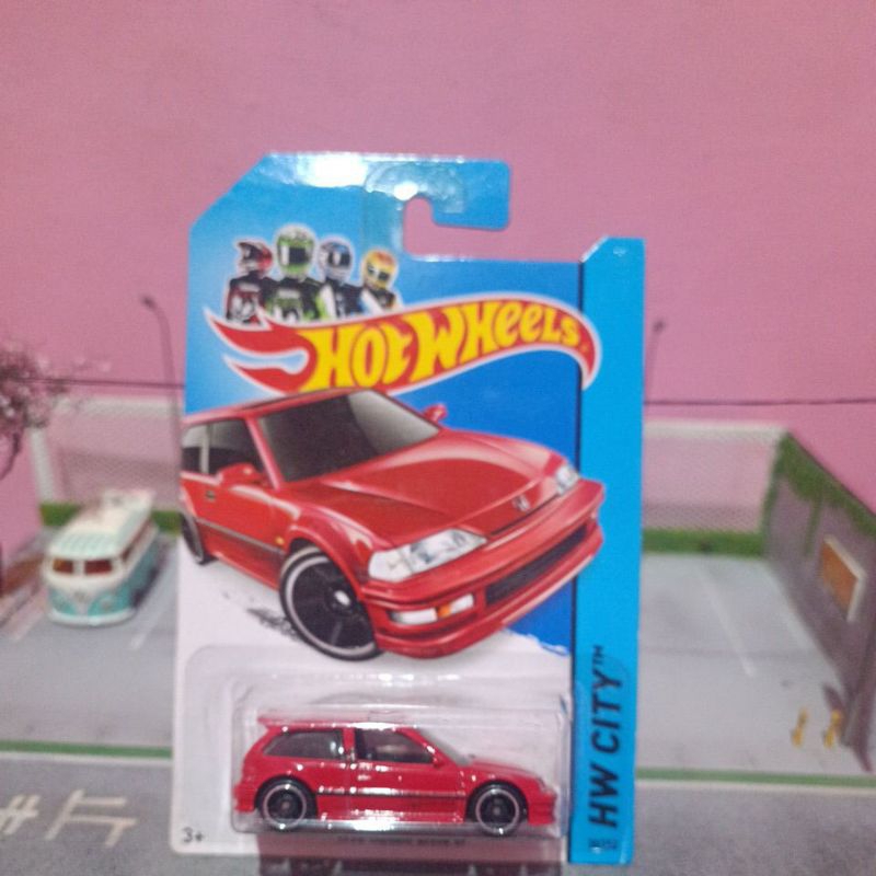 Hot wheels 1990 honda civic ef merah