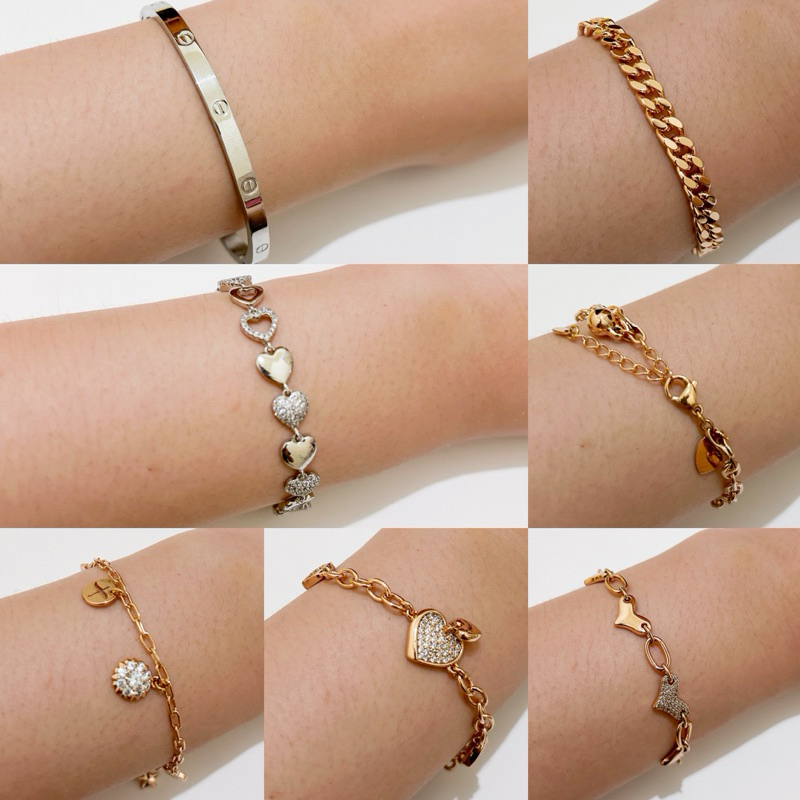 GELANG TITANIUM WARNA ROSE GOLD GELANG ANTI KARAT BRACELET GOLD SILVER EMAS PERAK HADIAH ULANG TAHUN