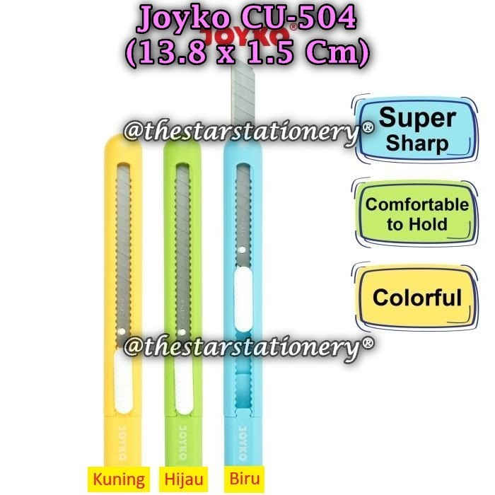 

(1 Biji) Cutter JOYKO CU-504 BISA PILIH MOTIF / Cutter Pemotong Joyko CU-504 (1 Biji)