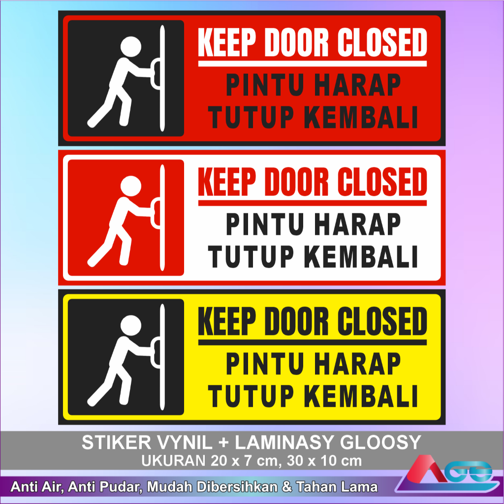 

Stiker Tanda Keep Door Closed Bahan Vynil Laminasi Glossy Sticker Sign Pintu Harap Tutup Kembali