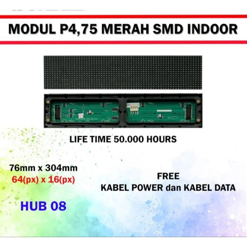 Panel  LED Modul Ranintext indor P4.75 Merah SMD