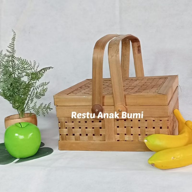 ( R25 ) box kotak wadah hampers 30cm rantang fernis dan blicing / bakul / bobokoh keranjang bambu wa
