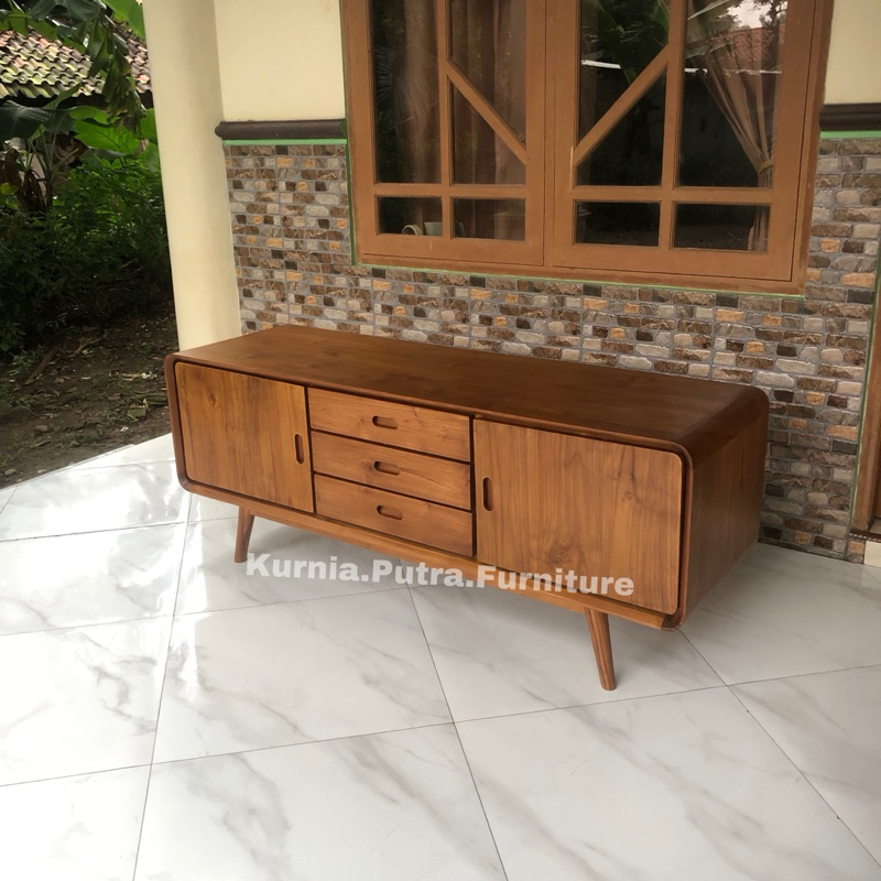 Bufet Retro Minimalis Kayu Jati / Drawer Sideboard / Bufet Jati