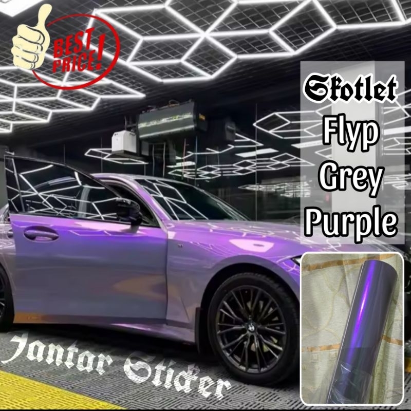 Sticker Scotlite Abu Lembayung Ungu Lebar 150 cm Kualitas Premium Stiker Skotlet Mobil Flyp Grey Pur