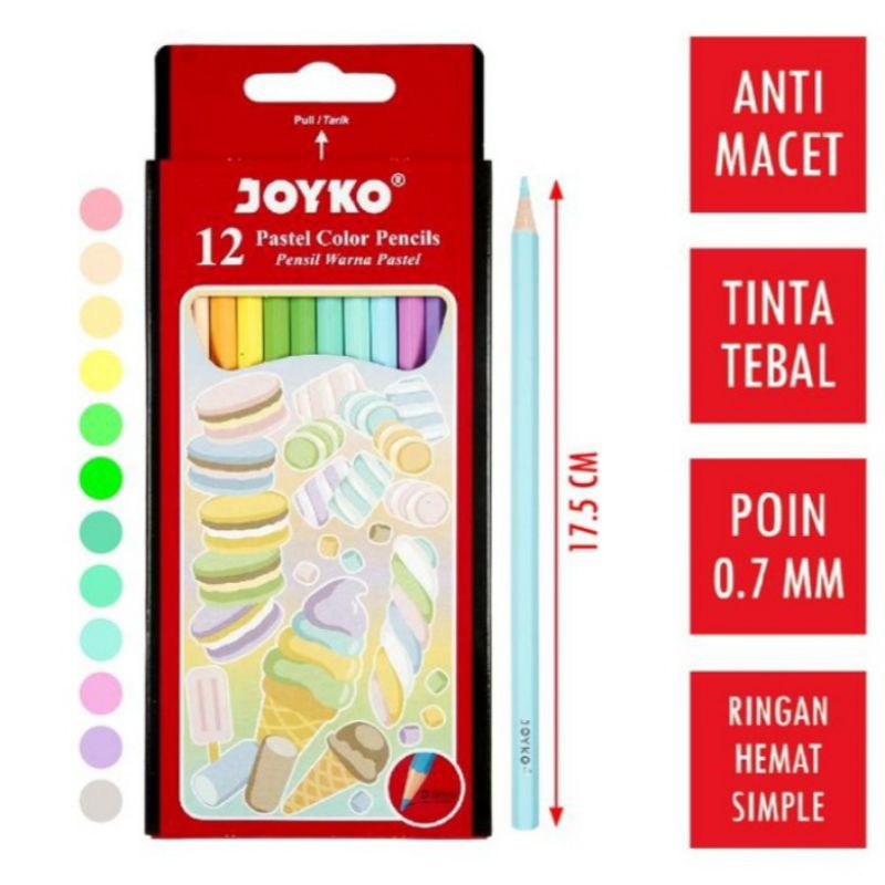 

(12 Pcs) Pensil Warna Pastel isi 12 Panjang JOYKO CP-125P Color Pencils