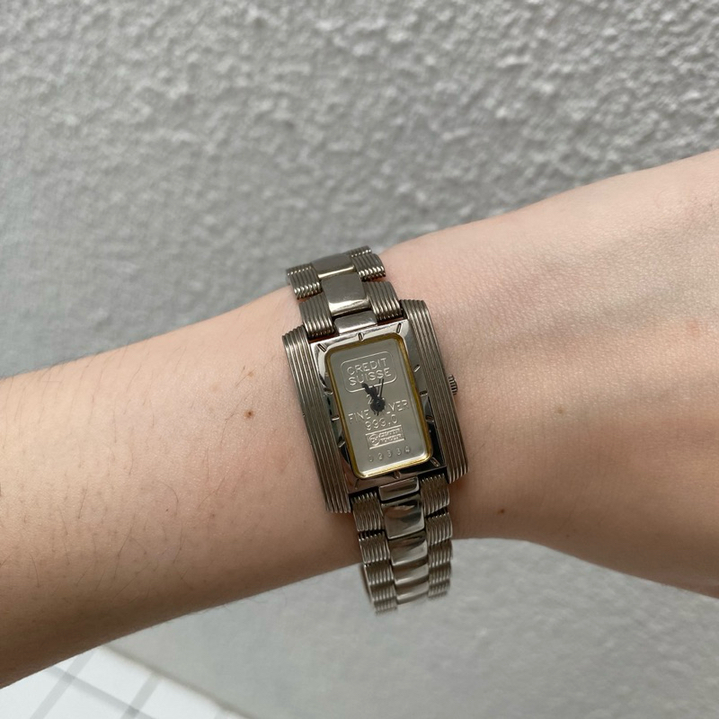 Jam Tangan Unisex Vintage Credit Suisse 999 Fine Silver