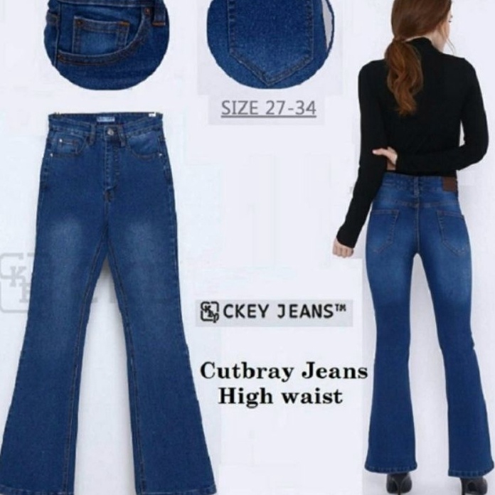 Ckey Cutbray Jeans Wanita  Cutbray Jeans Highwaist