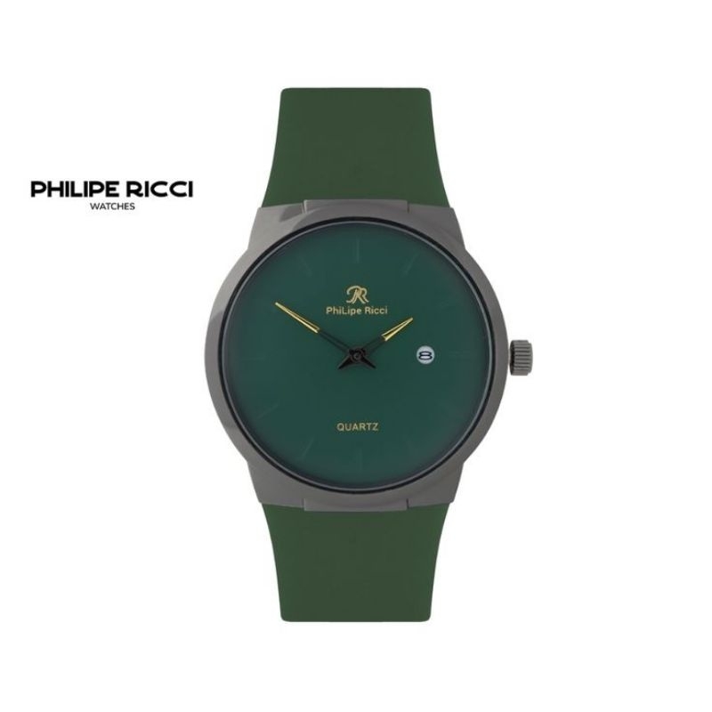 philipe ricci jam tangan pria karet hitam simple tipis keren 7553 men watches