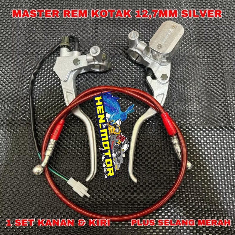 Paket master rem tabung oval silver plus selang rem depan pnp rxking sonic vario beat scoopy dll
